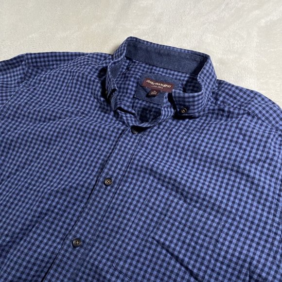 Johnston & Murphy Blue Checkered Casual Button Down Shirt - Picture 1 of 8